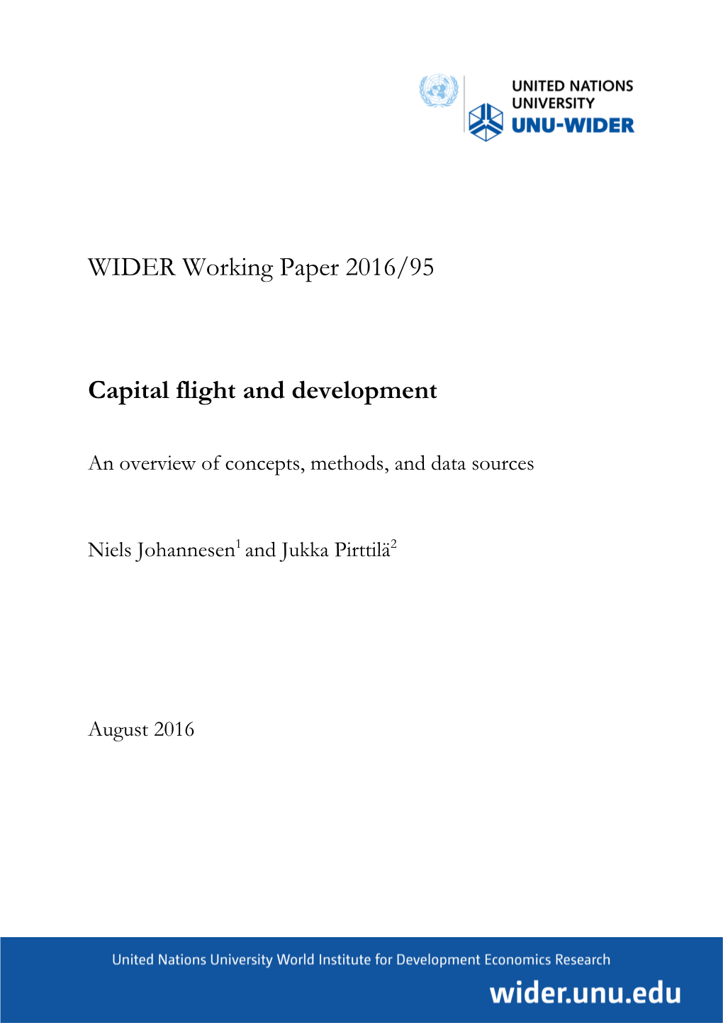 WIDER Working Paper 2016/95 Capital Flight and Development