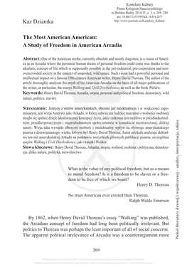 A Study of Freedom in American Arcadia