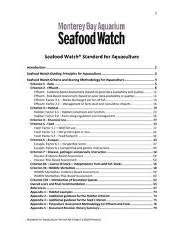 Standard for Aquaculture Species