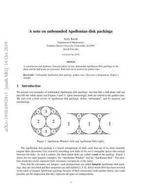 A Note on Unbounded Apollonian Disk Packings