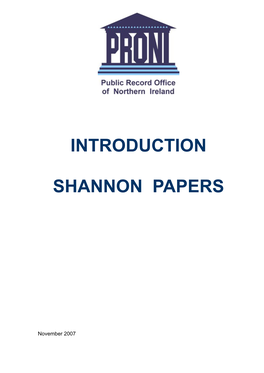 Introduction to the Shannon Papers