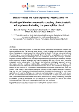 Modeling of the Electroacoustic Coupling of Electrostatic Microphones Including the Preampliﬁer Circuit