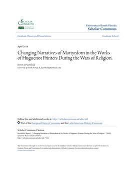Changing Narratives of Martyrdom in the Works of Huguenot Printers During the Wars of Religion