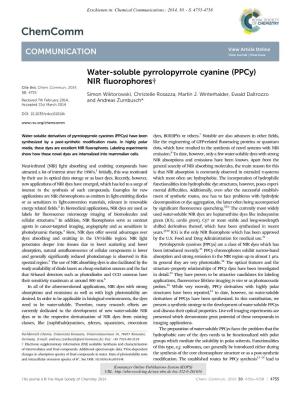 Water-Soluble Pyrrolopyrrole Cyanine (Ppcy) NIR Fluorophores† Cite This: Chem