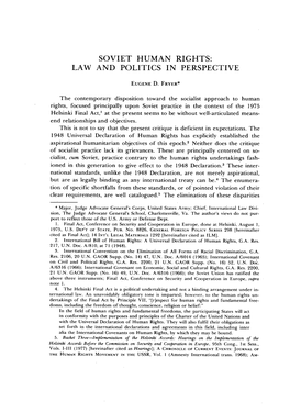 Soviet Human Rights: Law and Politics in Perspective
