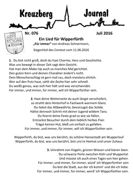 Nr. 076 Juli 2016 Ein Lied Für Wipperfürth