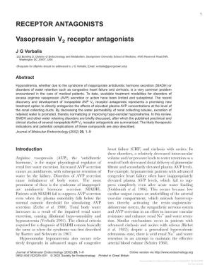 RECEPTOR ANTAGONISTS Vasopressin V2 Receptor Antagonists