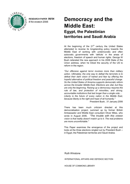 Democracy and the Middle East: Egypt, the Palestinian Territories