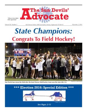 State Champions: Congrats to Field Hockey!