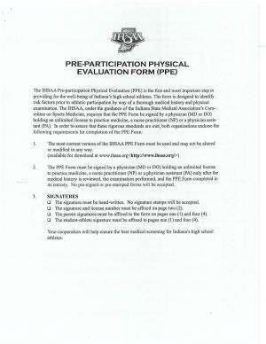 Pre-Participation Physical Evaluation Form (Ppe)