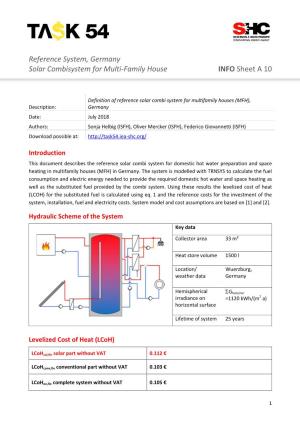 Reference System, Germany Solar Combisystem for Multi-Family House INFO Sheet a 10