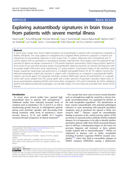 Exploring Autoantibody Signatures in Brain Tissue from Patients With
