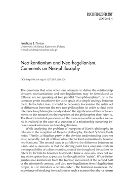 Neo-Kantianism and Neo-Hegelianism