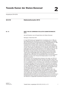 Evaluatie Van De Kabinetsformatie 2012