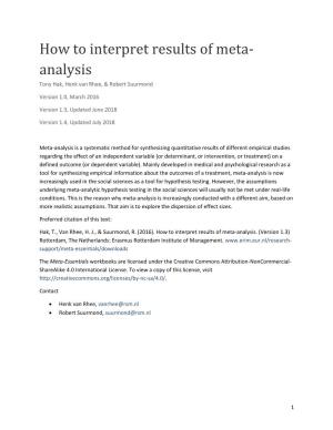 How to Interpret Results of Meta-Analysis (Version 1.4)