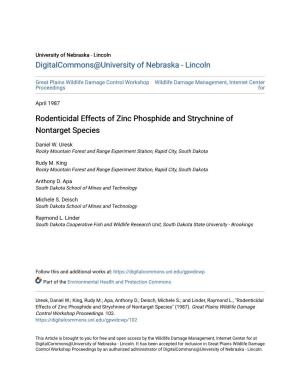 Rodenticidal Effects of Zinc Phosphide and Strychnine of Nontarget Species