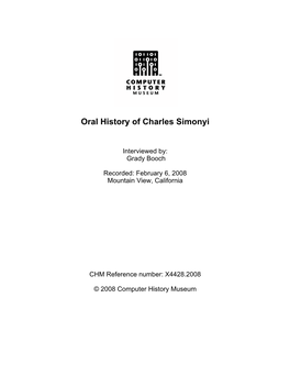 Oral History of Charles Simonyi; 2008-02-06