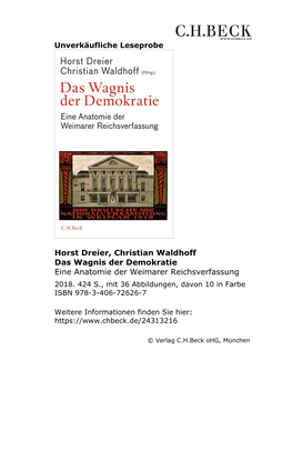 Das Wagnis Der Demokratie Eine Anatomie Der Weimarer Reichsverfassung 2018