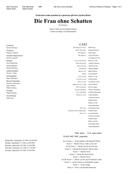 Die Frau Ohne Schatten Woman Without a Shadow Page 1 of 3 Opera Assn