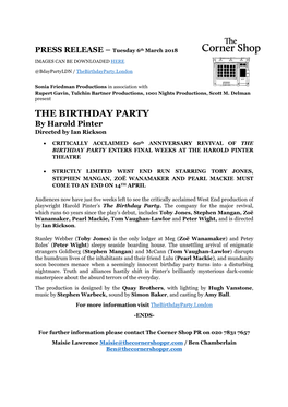 THE BIRTHDAY PARTY by Harold Pinter Directed by Ian Rickson