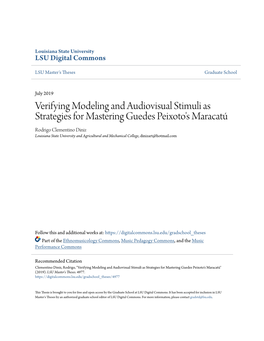 Verifying Modeling and Audiovisual Stimuli As Strategies for Mastering Guedes Peixoto's Maracatú