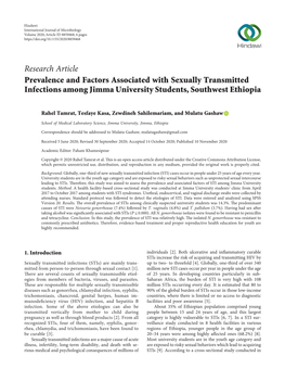 Prevalence and Factors Associated with Sexually Transmitted Infections Among Jimma University Students, Southwest Ethiopia
