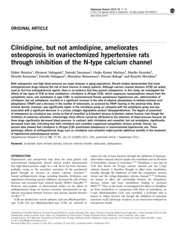 Cilnidipine, but Not Amlodipine, Ameliorates Osteoporosis in Ovariectomized Hypertensive Rats Through Inhibition of the N-Type Calcium Channel