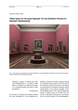 On the Exhibition Policies for Raphael's Masterpieces