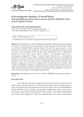 A Sociolinguistic Analysis of Sword Verses Through Muh}Ammad Izzat Darwazah on Al-Tafsīr Al-Ḥadīth Tartīb Al-Suwar Ḥasb Al-Nuzūl