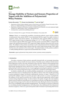 Storage Stability of Texture and Sensory Properties of Yogurt with the Addition of Polymerized Whey Proteins