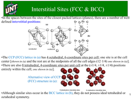 Interstitial Sites (FCC & BCC)