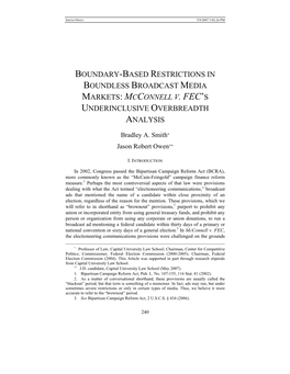 Boundary-Based Restrictions in Boundless Broadcast Media Markets: Mcconnell V