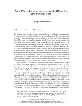 Conn Cétchathach and the Image of Ideal Kingship in Early Medieval Ireland