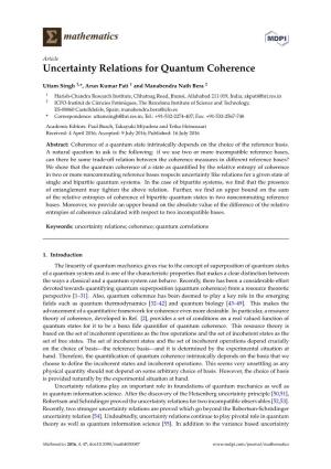 Uncertainty Relations for Quantum Coherence
