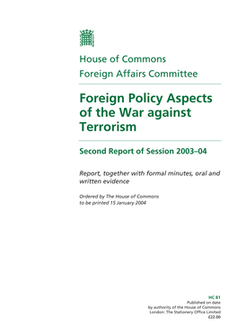 Foreign Policy Aspects of the War Against Terrorism