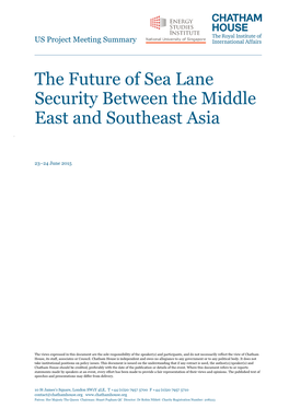 The Future of Sea Lane Security Between the Middle East and Southeast Asia
