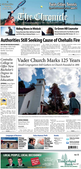 Vader Church Marks 125 Years Authorities Still Seeking Cause Of