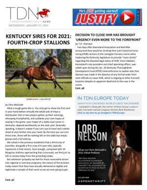 Kentucky Sires for 2021: Fourth-Crop Stallions