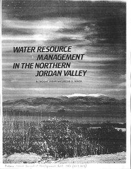 WATER Rest MANAGEA/Ient in the NORTHERN JORDAN VALLEY