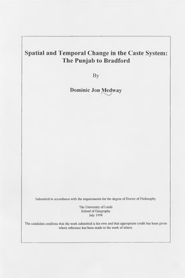 Spatial and Temporal Change in the Caste System: the Punjab to Bradford