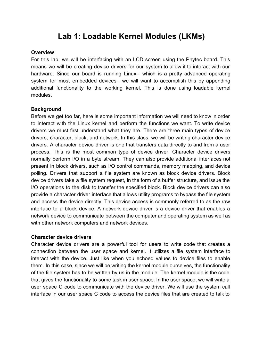 Lab 1: Loadable Kernel Modules (Lkms)