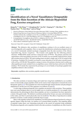 Identification of a Novel Vasodilatory Octapeptide from the Skin Secretion