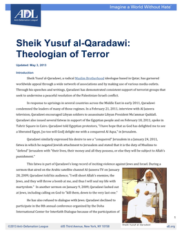 Sheik Yusuf Al-Qaradawi: Theologian of Terror