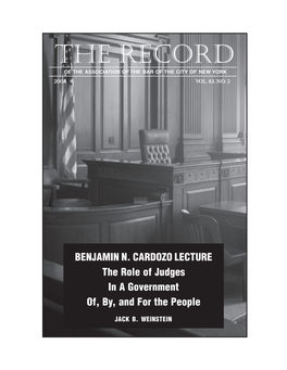 LECTURE the Role of Judges in a Government Of, By, and for the People