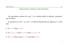 Equivalence Relation and Partitions