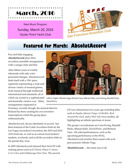 Newsletter for March 2016