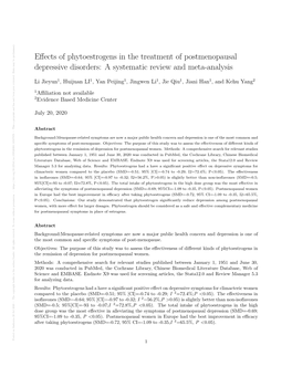 Effects of Phytoestrogens in the Treatment of Postmenopausal