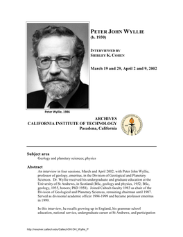 Interview with Peter John Wyllie
