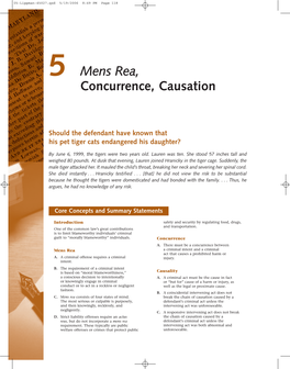 5 Mens Rea, Concurrence, Causation