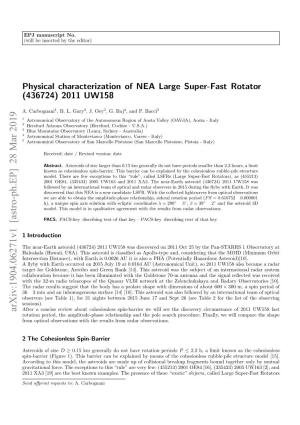 Physical Characterization of NEA Large Super-Fast Rotator (436724) 2011 UW158